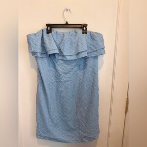 Forever 21 Powder Blue Strapless Ruffle Eyelet Dress